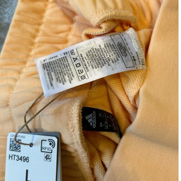 Adidas Women's French Terry Wide Band Athletic Shorts Orange Large NWT - Picture 7 of 7